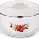 T TABAKH Nova 3pc Set Insulated Casserole Dish with Lid Hot Pot Food Warmer/Cooler - Thermal Soup, Salad Serving Bowl - Stainless Steel Container - Keeps Food Hot & Cold (White, Super Grand 3500ml+5500ml+7500ml)
