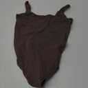 SUUKSESS Women Sexy Square Neck Thong Bodysuit Backless Sleeveless Tank Tops (Medium, Brown)