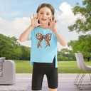 Girls Butterfly Graphic T Shirt Cute Short Sleeve Tees Summer Tops Crewneck Side Slit Shirt 5-14 Years (11-12 Years, Blue)