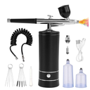 Prociv Airbrush Kit with Compressor, Auto Handheld Airbrush Gun with 0.3mm Tip, Rechargeable, Portable Air Brushes for Painting, Tattoo, Nail Art, Model Coloring, Makeup, Black