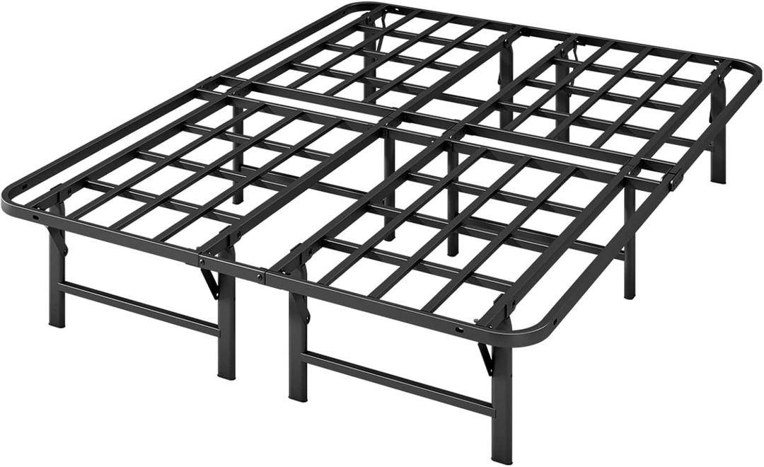 ZIYOO Heavy Duty Full Size Folding Bed Frame, 14 Inch High Metal Platform Double Size Bed Frame, No Box Spring Needed, Sturdy Steel Frame for Mattress, Easy Assembly, Noise Free, Black