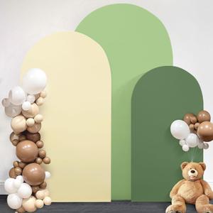 OurWarm Arch Cover Set of 3, 4FT 5FT 6FT Round Arch Backdrop Covers, Spandex Arch Stretchy Backdrop Cover Fabric for Birthday Party Baby Shower Wedding Arch Stand Decorations (Green Series)