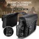 NICECNC Motorcycle Saddle Bags, PU leather Saddlebags, Reinforced Straps & Saddle Piece with Cup Holder, Throw Over Saddle Bag Side Bags Universal Accessories bags, Black