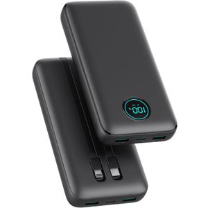 Portable Charger 40,800mAh Power Bank,25W PD QC 4.0 Fast Charging Portable Phone Charger with Built-in Cables,LCD Display USB C Travel Essentials Battery Pack for iPhone 17/16/15/14,Android Samsung