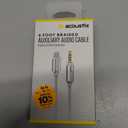 Acoustix Foot Braided Auxiliary Audio Cable Lightning To 3.5 mm Connector, 6 ft, White