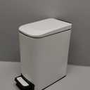 TIPGO Slim Bathroom Can with Lid Soft Close, Step Pedal, 6 Liter / 1.6 Gallon Stainless Steel Bin, Small Garbage Cans for Bedroom, Office, Kitchen (White)