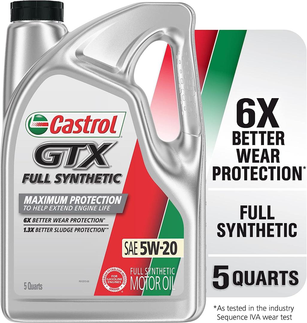 Castrol GTX Full Synthetic 5W-20 Motor Oil, 5 Quarts