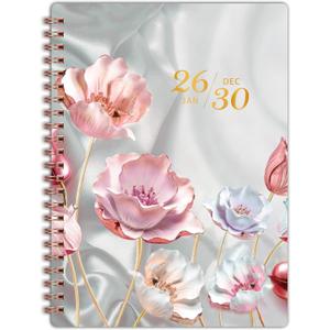 2026-2030 Monthly Planner - 5 Year Monthly Planner/Calendar 2026-2030 Spiral Bound, Jan. 2026 - Dec. 2030, 6.4" x 8.5" Planners with Tabs, 60 Month Calendar, Two-Side Pocket - Pink Flower