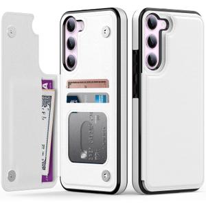 Goodon for Samsung Galaxy S23 Case Wallet - Flip Folio Leather Cover with Trendy Design, 3 Card Slots & Kickstand Function, Stylish Protective Phone Case for Women and Girls - White