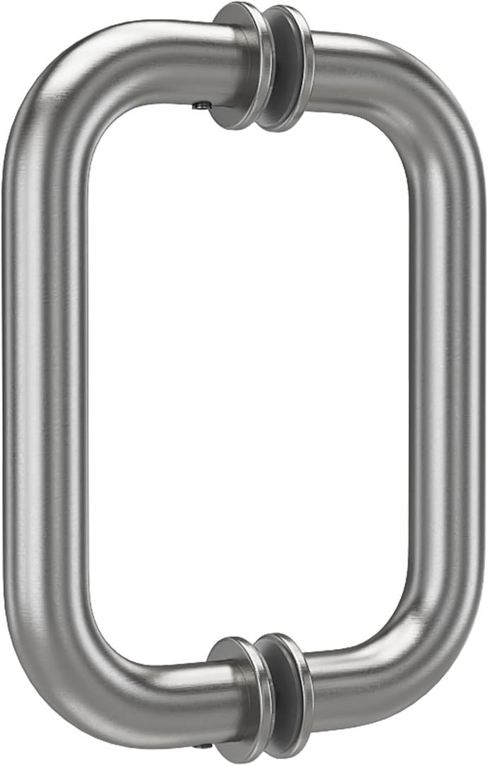 6" Shower Door Handle, Back to Back Tubular Handle Compatible with 1/4" to 1/2" Thickness Glass for Shower Doors, Stainless Steel 304 Shower Doors Handles Replacement in Brushed Nickel