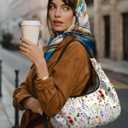 Crescent Bag for Women - Nylon Small Crossbody Bags for Women Adjustable Shoulder Strap Cute Waterproof, for Travel (White Floral)