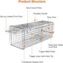TeqHome Live Animal Cage Trap, Collapsible Humane Live Animal Cage Trap, Galvanized Steel Humane Live Trap Cage for Rabbit,Stray Cat, Groundhog, Raccoon,Squirrel,Chipmunk,Mole,Gopher,Skunk,24"x8"x8"