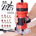 Compact Palm Router Tool, 800W Hand Wood Trimmer Router with 12PCS 1/4" Bits Set for Woodworking