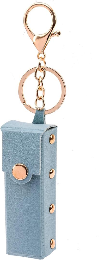Lipstick Holder PU Leather Keychain Potable Chapstick Holder, Lipstick Pouch, Soft Lip-Balm Holder Travel Storage Case