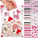 Blosssound 100 Pcs Valentines Day Gift Bags Bulk Valentines Plastic Bags Heart Candy Goodie Favor Treat Bags Valentines Day Party Decor for Valentines Day Wedding Anniversary Birthday Party Favors