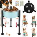 Elevated Dog Bowl Stand, 4 Height Adjustable Raised Dog Bowls Stand Wide 6-10in, Dogs Food Water Feeder Metal Pet Feeding Holder for Medium Large Breeds