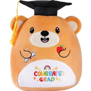 Preschool Graduation Stuffed Animal, 8-Inch Brown Bear Kindergarten Plush Toys for Boys Girls, Cute 2026 Graduation Plushies Gifts for Kids Primary School Students Congrats Grad Party Decor