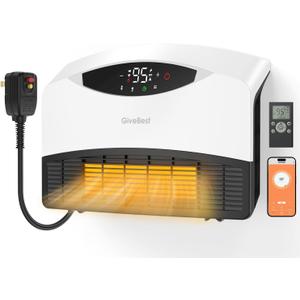 GiveBest Electric Wall Heater, 1500W Smart Wall Heater for Bathroom, Wall Mounted Heaters with Thermostat, Remote Control, 12H Timers, Compatible with Alexa, with ALCI Plug (White)