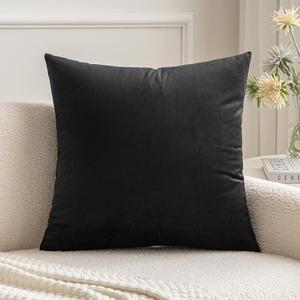 MIULEE Velvet Pillow Cover Soft Luxury Decorative Throw Pillow Cover Eruo Sham Single Rectangle Cushion Case for Couch Sofa Bedroom Car Decor,26x26 Inch Black