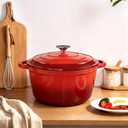 6 Quart Enameled Cast Iron Dutch Oven with Lid, Heavy Duty Cast Iron Pot for Braising, Stews, Roasting, Soup, Casseroles & Bread Baking, Nonstick Enamel Interior, Oven Safe to 500°F