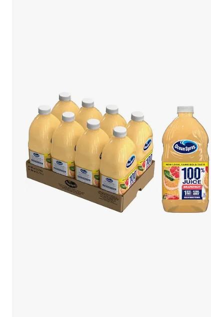 Ocean Spray Juice, 100% Grapefruit, 60 Ounce (Pack of 8). Best By 21/08/26