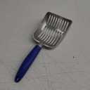 WePet Cat Litter Scoop, Aluminum Alloy Sifter, Kitty Metal Scooper, Deep Shovel, Long Handle, Poop Sifting, Kitten Pooper Lifter, Durable, Heavy Duty, for Litter Box (Small, FLAT Aluminum \ #01 Blue Handle)