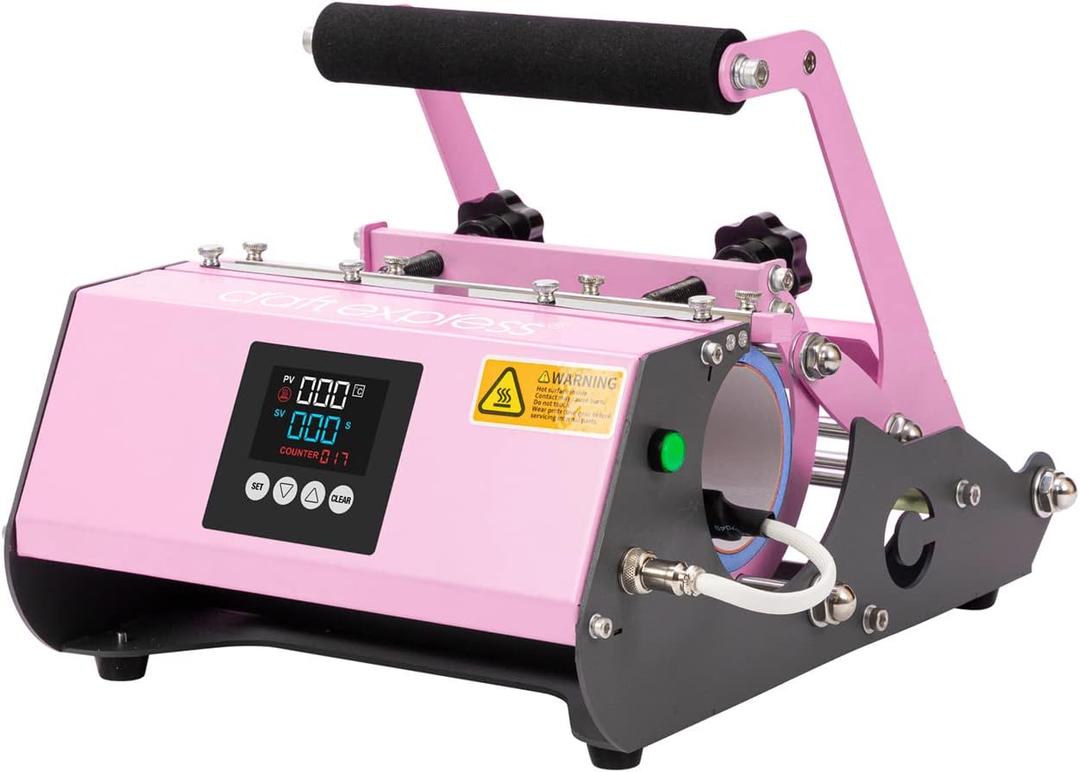 Craft Express Tumbler Press Machine for Crafting and Sublimation  for Use with Stainless Steel Tumblers and Skinny Bottles  Create Heat Transfers to Make Retail Products and Gifts