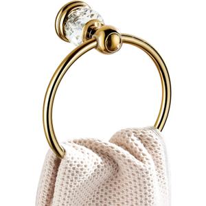 WINCASE Crystal Towel Ring, Gold Towel Holders for Bathrooms, Round Hand Towel Rack Wall Mounted Decorative