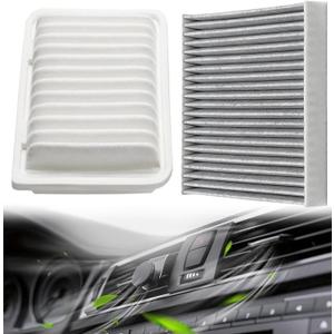 Engine and Cabin Air Filter Combo Set Compatible With Toyota Scion Pontiac Vehicle Corolla 2009-2019 Matrix 2009-2014 Yaris 2006-2018, xD 2008-2014, Vibe 2009-2010 Replace# 87139-07010 17801-21050