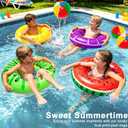 8 Pack Inflatable Pool Floats Kids, 4 Pcs Fruit Swim Tubes Rings and 4 Pcs Beach Balls, Pool Floaties Summer Hawaiian Beach Toys Swimming Luau Party Floats for Kids Adults Water Fun