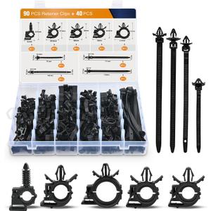 GOOACC 130Pcs Car Wire Loom Routing Clips Assortment - 9 Different Sizes Universal Wiring Harness Routing Clip Replacement Parts for Honda GM Mazda