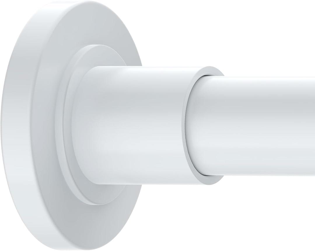 White Shower Curtain Rods - 31-80 Inch Spring Tension Shower Rods for Bathroom, Adjustable, No Drilling, No Rust, Stainless Steel