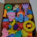 Beach Toys, 35Pcs Sand Toys with 3 Construction Vehicles, 3 Collapsible Beach Bucket, Sand Castle Building Kit, Sand Molds, Shovel Set, Mesh Bag, Travel Toys for Toddlers Kids Boys Girls