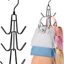Purse Hanger for Closet, 2 Pack Rotatable Organizer Bag Hanger Hook, Space Saving Closet Organizers and Storage for Bags, Backpacks, Handbags, Black
