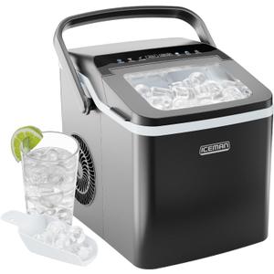 ICEMAN Dual-Size Ice Maker Countertop - Portable Ice Machine, Large and Small Ice Machine Maker with Self Cleaning, 9 Cubes in 7 Mins, 22lbs/24hrs, for Home, Kitchen, Office, Party, Ice Scoop Included