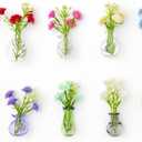 Mini Vase Magnets for Fridge, 10pack Cute Tiny Magnetic Glass Vases Refrigerator Accessories, Real Flowers Pot Magnet, Funny Aesthetic Plant Pot Locker Office Kitchen Decoration, Small Magnet Bud
