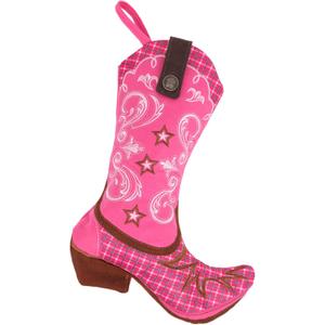 SERENCATCHER Cowgirl Stocking for Decorating, Western Cowgirl Boot Stockings Pink with Star for Christmas Stockings Wild West Last Rodeo Bachelorette Party Decorations Gifts Daily Use