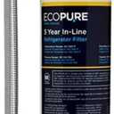 EcoPure EPINL30 5 Year in-Line Refrigerator Filter-Universal Includes Both 1/4" Compression and Push to Connect Fittings , White