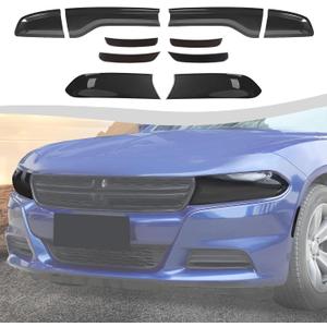 Headlights Cover & Taillight Tail Light Cover & Brow Lights Cover Compatible with Dodge Charger 2015-2026+ Exterior Accessories (Smoked Black)