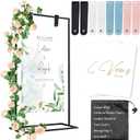 Wedding Welcome Sign Stand, 57x31x15"Easel Stand for Sign with Leather Straps, Flower Vine, Vow Card, Welcome to Our Wedding Sign Stand Holder, Heavy Duty Floor Stand Easel for Wedding Birthday Party (Black)