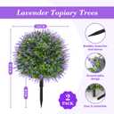 Der Rose 21" Artificial Lavender Topiary Ball Trees with Ground Spike Set of 2 Outdoor Artificial Plants UV Resistant Artificial Shrubs Fake Bushes for Front Porch Garden Decor