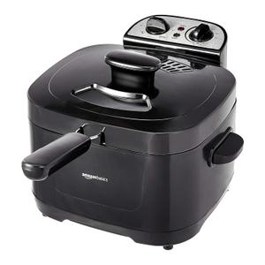 Amazon Basics 2.1-Qt (2.0L) Electric Deep Fryer with 8-Cup Oil Capacity, Timer, Adjustable Temperature, Easy Draining Basket, Viewing Window, 1500W, Black