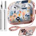 Inesore for AirPods Pro 2nd Generation Case Cover with Lock, Flowers Cute Air Pods Pro 2 Case Hard iPod Pro Cases for Women Girls with Cleaner Kit (2023 USBC /2022/2019) Blue Flower