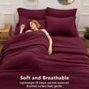 HIMEET Full Size Comforter Sets - 7 Pieces Bed in a Bag Full, Luxury Comforter Set with Sheets for All Season, Bed Set with Comforter, Flat Sheet, Fitted Sheet, Pillowcases & Shams, Burgundy