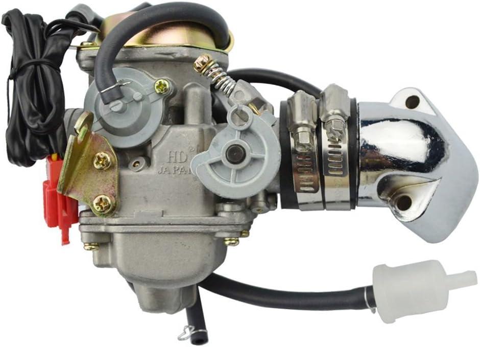 GOOFIT 4 Stroke PD24J Carburetor with Intake Manifold Pipe for GY6 125cc 150cc 152QMI 157QMJ 1P57QMJ ATV Scooter