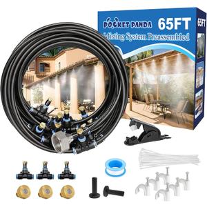 Pre-Assembled Mister Hose for Outside Patio, Misting System for Outdoor, 65Ft|20M. Backyard Cooling Mist for Garden, Greenhouse, Deck, Umbrella, Canopy, Pool, Porch.Trampoline Sprinkler Park, Chicken (Black) Pre-Assembled Mister Hose for Outside Patio, Misting System for Outdoor, 65Ft|20M. Backyard Cooling Mist for Garden, Greenhouse, Deck, Umbrella, Canopy, Pool, Porch.Trampoline Sprinkler Park, Chicken (Black)