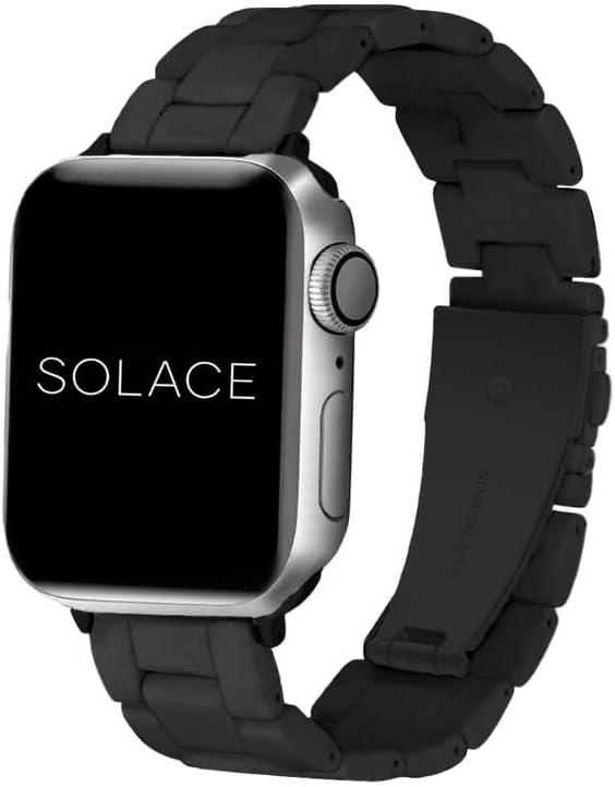 Solace Bands Lightweight Perma Watch Band - Universal Fit for Apple Watch Bands for Women and Men, iWatch Bands for 38mm 40mm 41mm, SE and Series Series 10 9 8 7 6 5 4 3 2 1 (Matte Solid) (38/40/41mm, Black/Black Hardware)