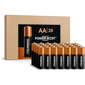 Duracell Coppertop AA Alkaline Batteries with POWER BOOST Ingredients, 28 Count, Long-Lasting Alkaline in Re-closable Pack for Quick Access and Organized Storage