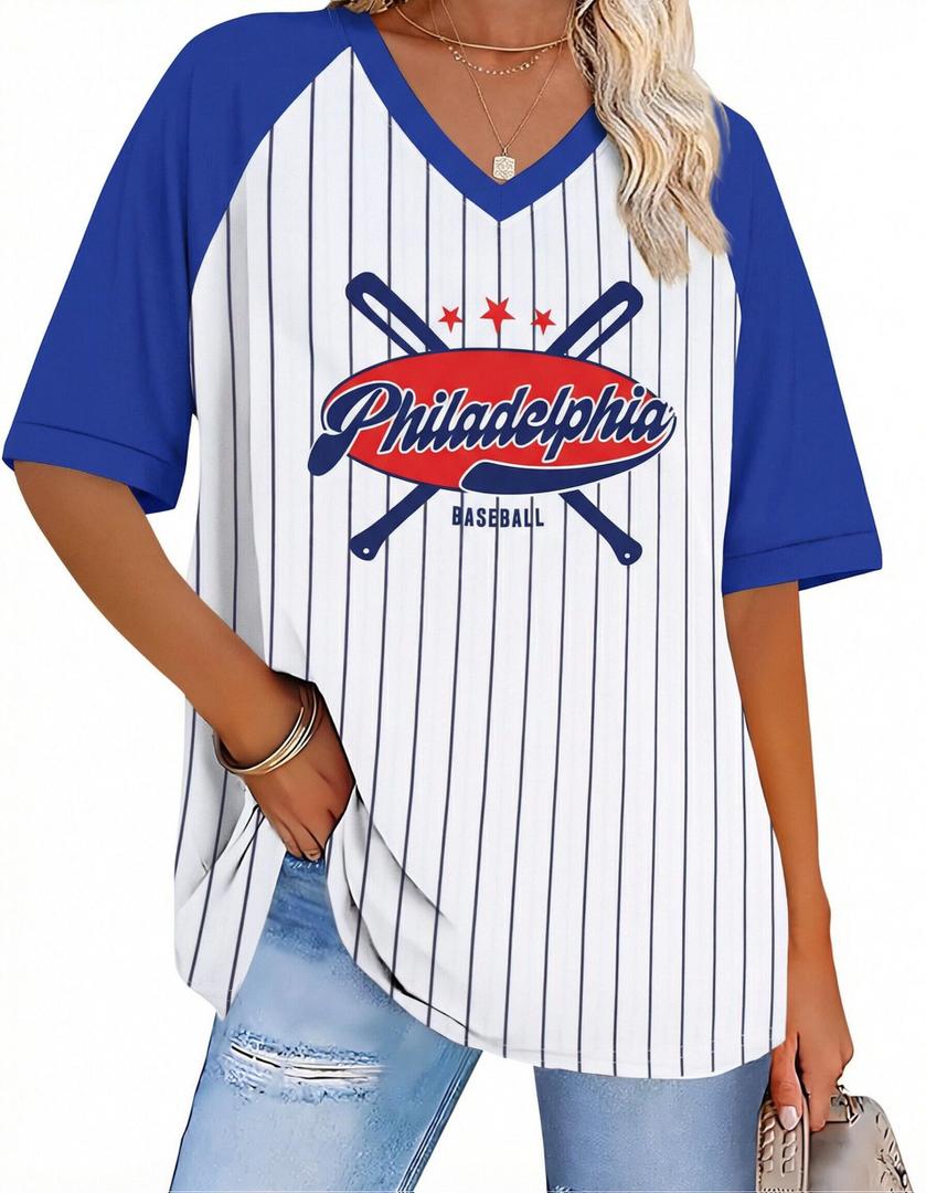 Baseball Game Jersey Women Baseball Team Tee Shirt Sports Fan T-Shirt (XXL)