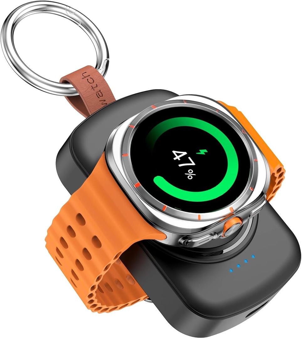 for Samsung Galaxy Watch Charger,1800mAh Portable Charger for Samsung Galaxy Watch 8/8 Classic/7/Ultra/6/6 Classic/5/5 Pro/4/3,Active 2/1,Wireless Magnetic (Black)